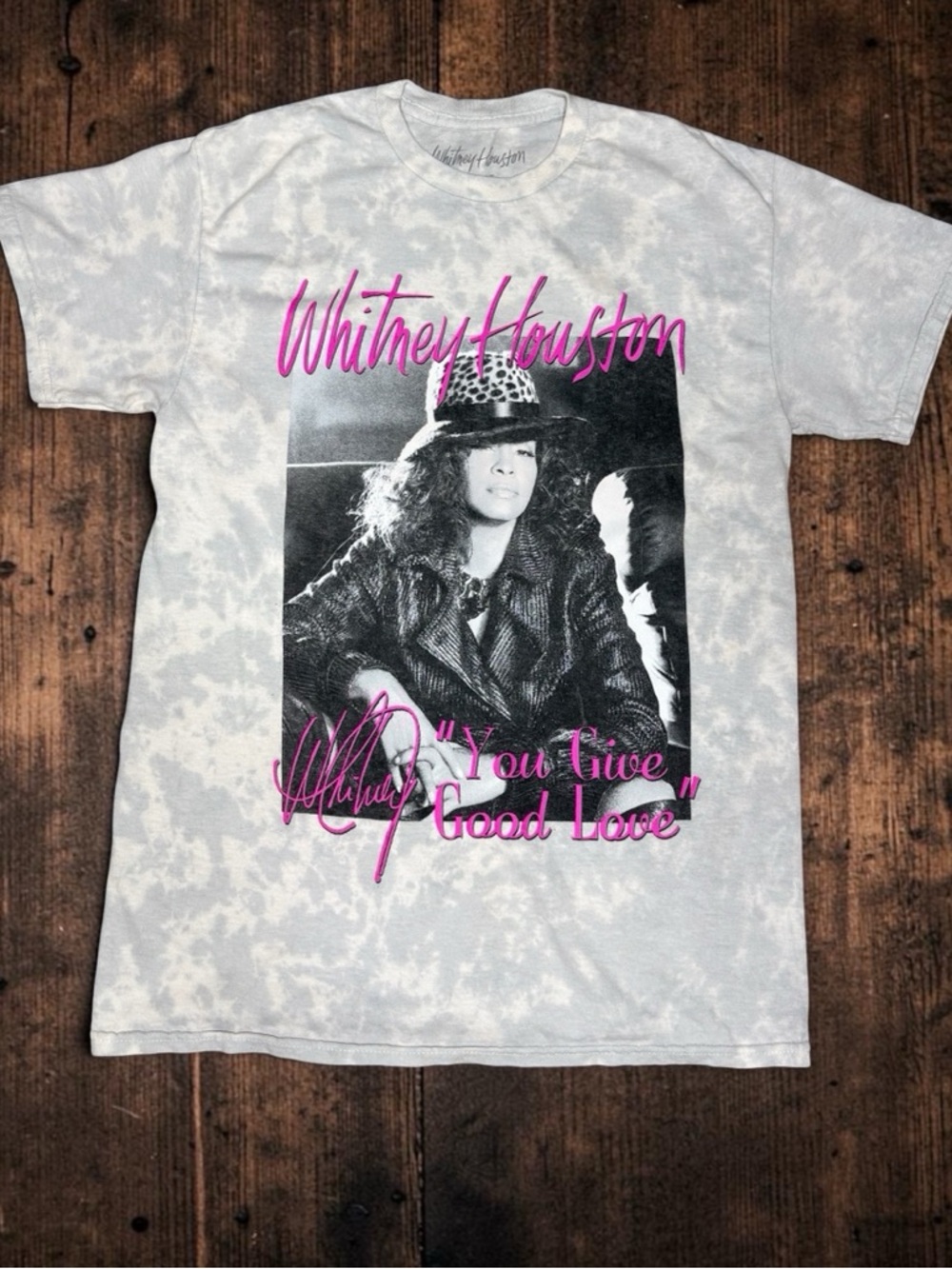 Whitney Houston Graphic Tee Size Small Y2K Tie Dye “You Give Good Love” Shirt